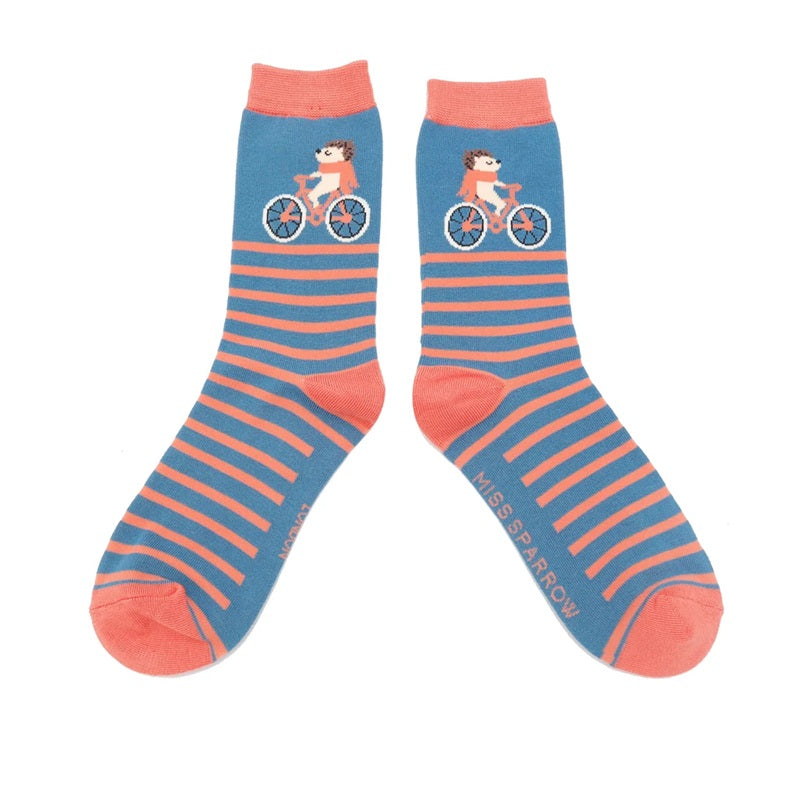 Cycling Hedgehog Socks Denim