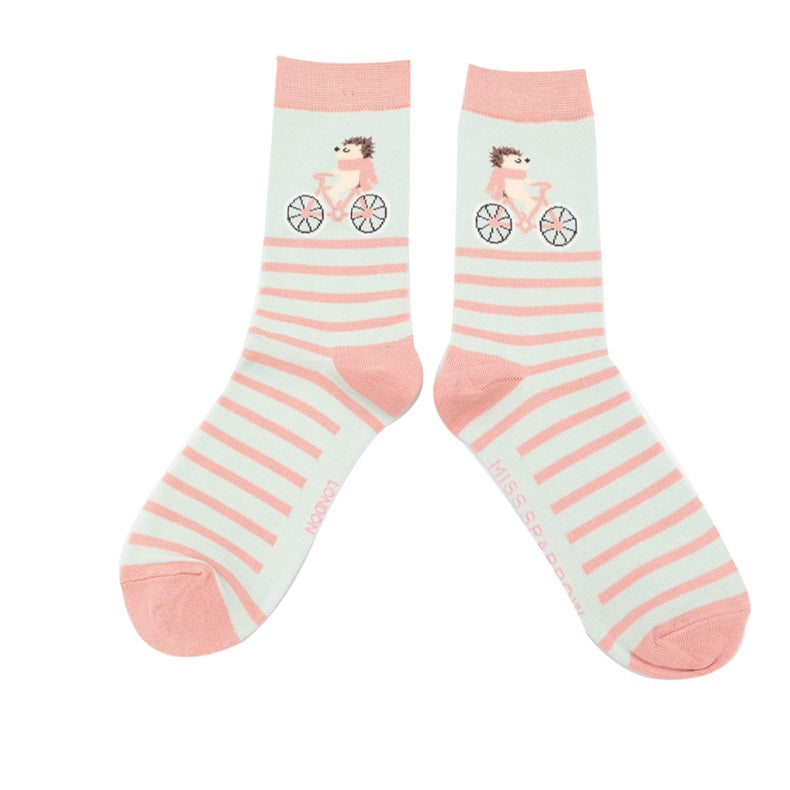 Cycling Hedgehog Socks Duck Egg
