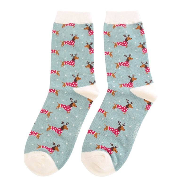 Xmas Sausage Dogs Socks Duck Egg