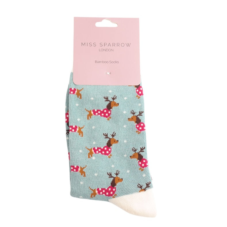 Xmas Sausage Dogs Socks Duck Egg